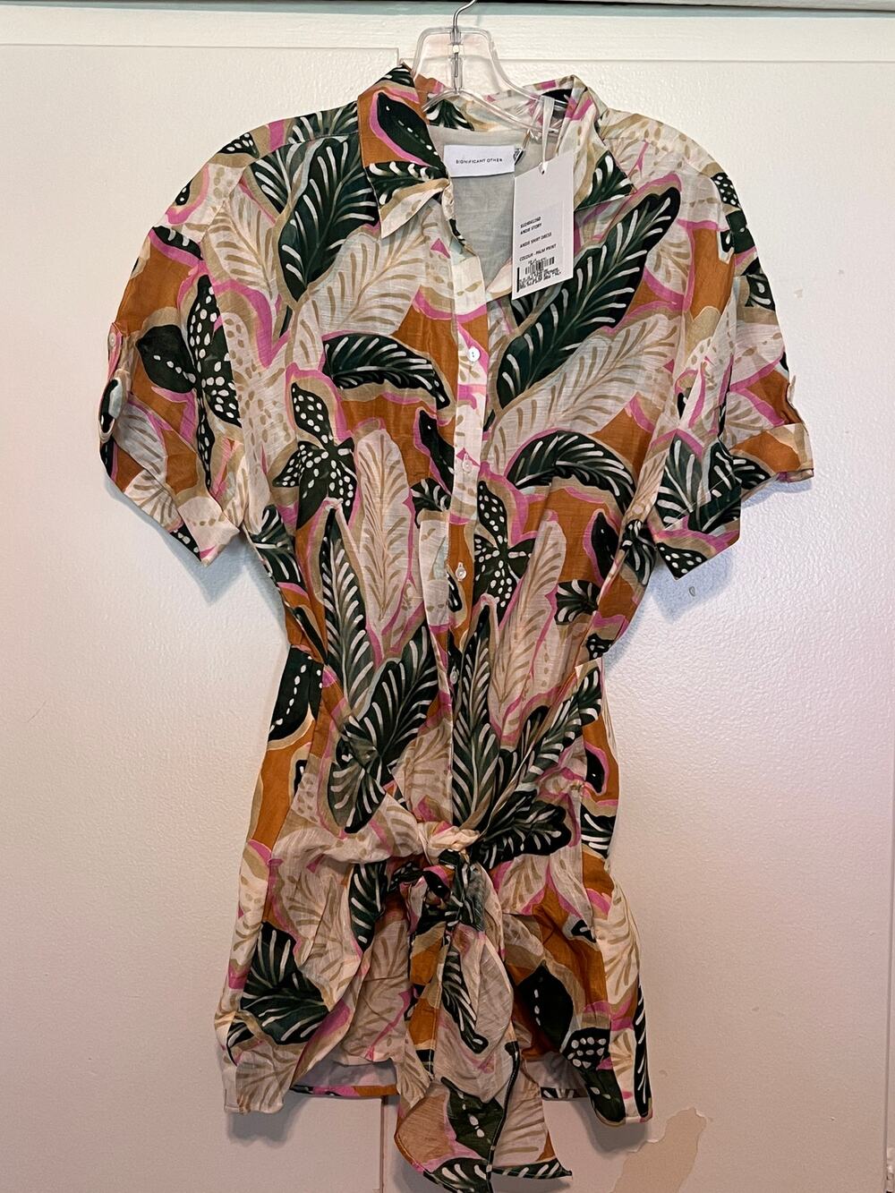New with tags Significant Other Andie Shirt Dress - palm print linen